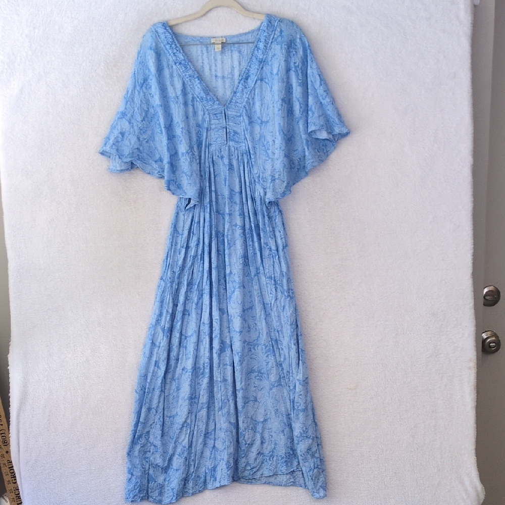 Hinge Women's Blue Coastal Flowy‎ Resort Beach Dress Size S